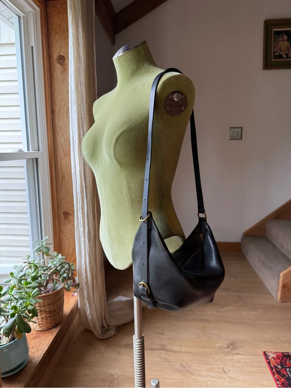 Madewell Black Leather Crescent Hobo Bag